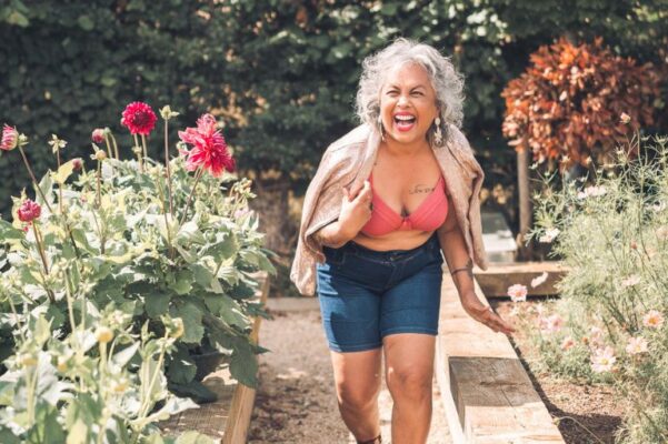 girl wearing a blush bra and matching briefs